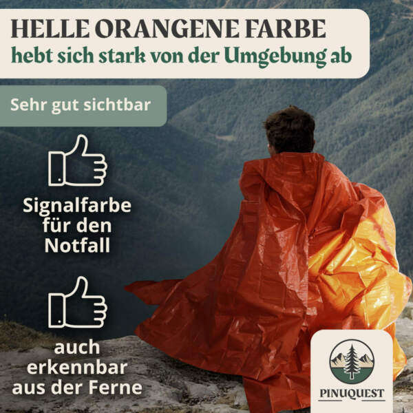 Hellorangene Rettungsdecke für hohe Sichtbarkeit