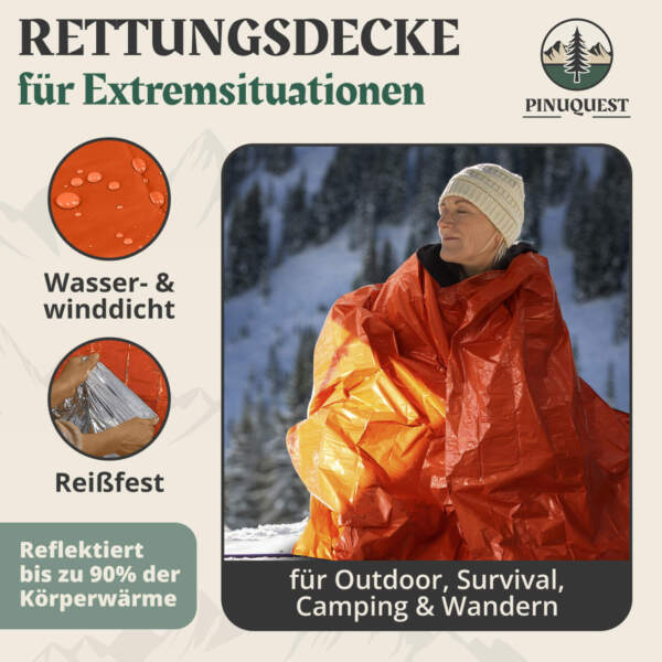 Wasser- und winddichte, reißfeste Rettungsdecke für Extremsituationen