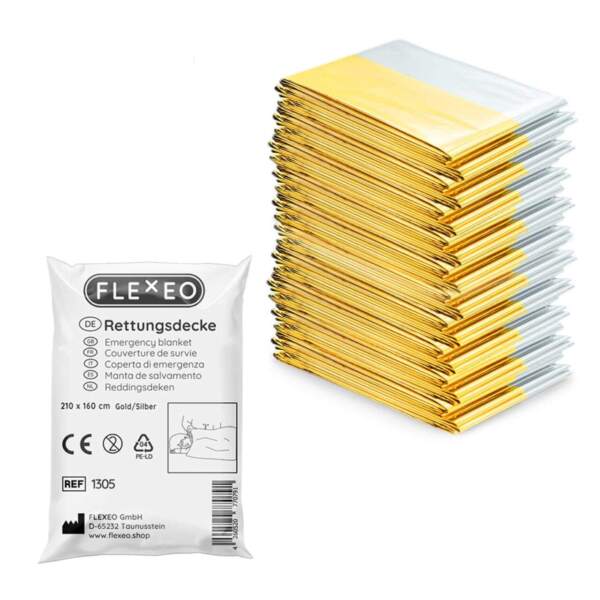 Rettungsdecke Gold/Silber, 10 Stück