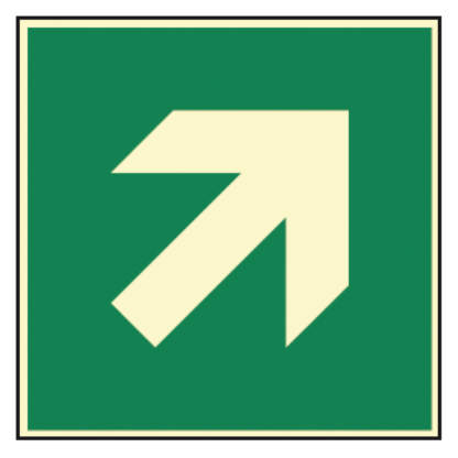grünes Rettungszeichen mit Richtungspfeil auf-/abwärts