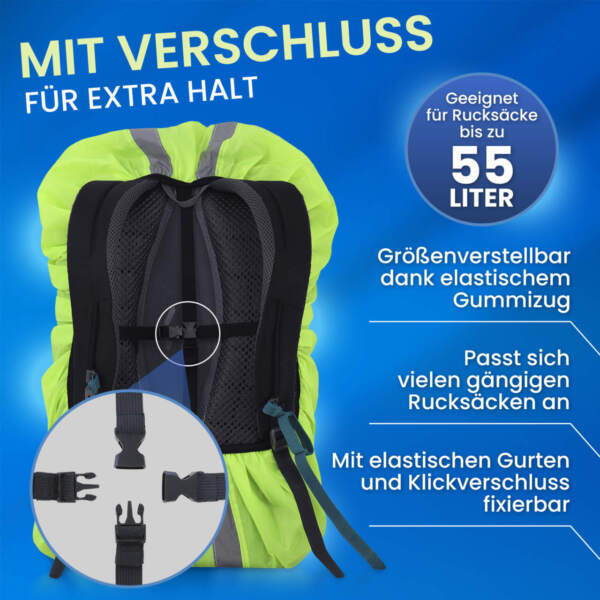 Rucksack Regenschutzhülle für 40-55 L, reflektierend – Bild 11