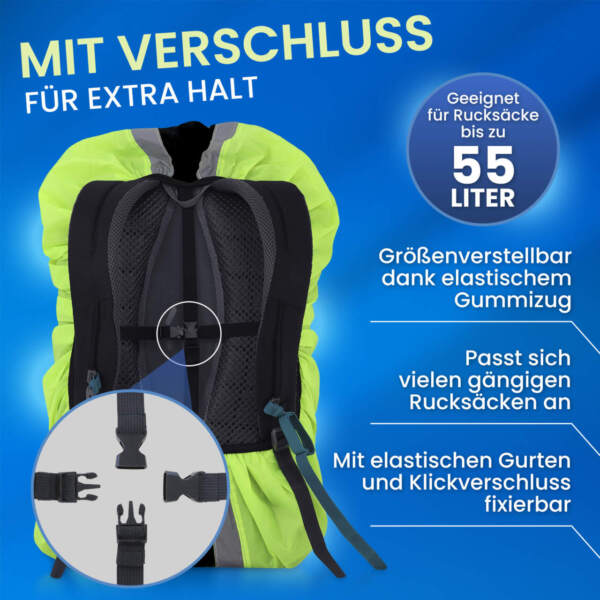 Rucksack Regenschutzhülle für 40-55 L, reflektierend – Bild 18