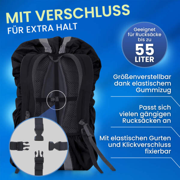 Rucksack Regenschutzhülle für 40-55 L, reflektierend – Bild 4