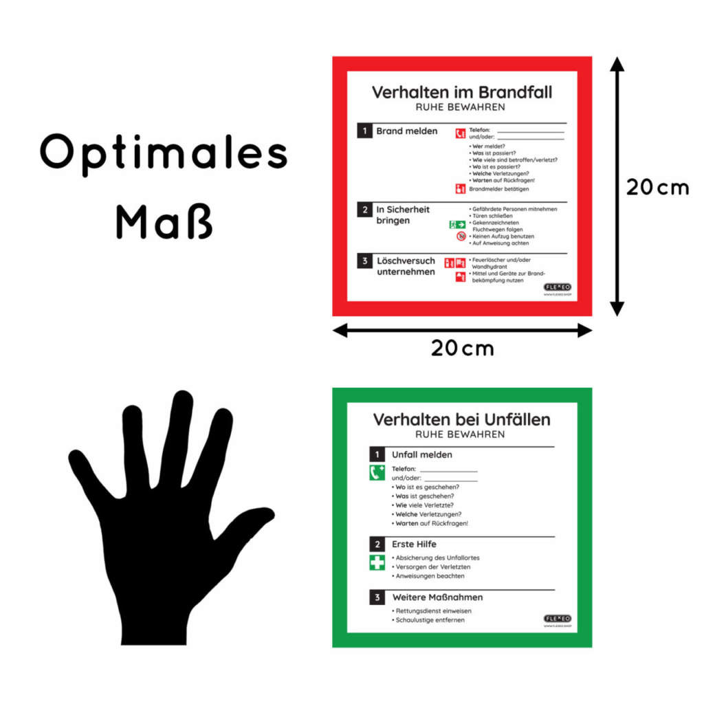 Schilder-Aushang-Verhalten-bei-Unfaellen-und-Verhalten-im-Brandfall-Aufkleb...
