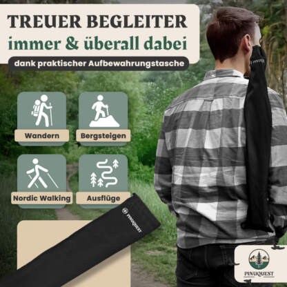 Teleskop Wanderstöcke, Aluminium, 260 g, schwarz/grün, 1 Paar – Bild 14