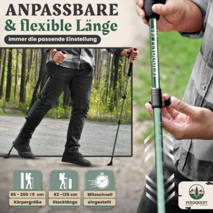 Teleskop Wanderstöcke, Aluminium, 260 g, schwarz/grün, 1 Paar – Bild 5