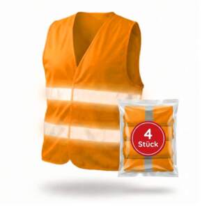 Warnwesten nach DIN EN ISO 20471, orange, 4 Stück