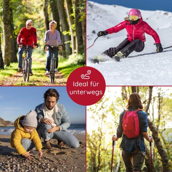 Outdooraktivitäten, mit dem Hinweis 'Ideal für unterwegs'